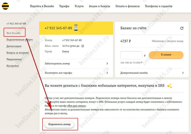 Как удалить номер в личном кабинете билайн